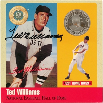 Lot of (2) Ted Williams Signed Hall of Fame Silver Proof & Robert Stephen Simon Artwork Card (Beckett)